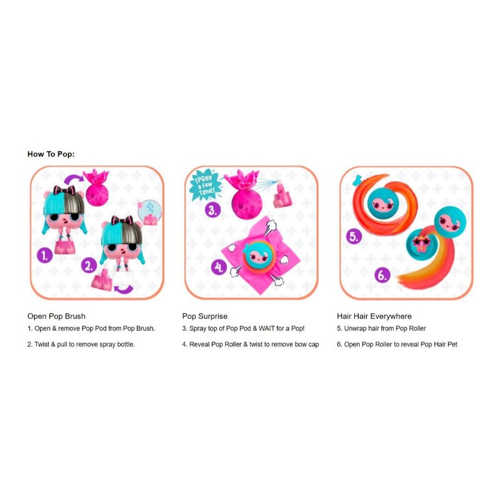 Pop Pop Hair Surprise Collectible Doll With Detachable Accessories & Colorful Ha - Picture 13 of 13